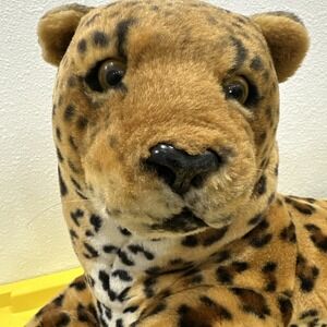 Vintage Huge Kellytoy Cheetah Leopard Wildcat Plush laying down‎ Over 4' W/ Tail